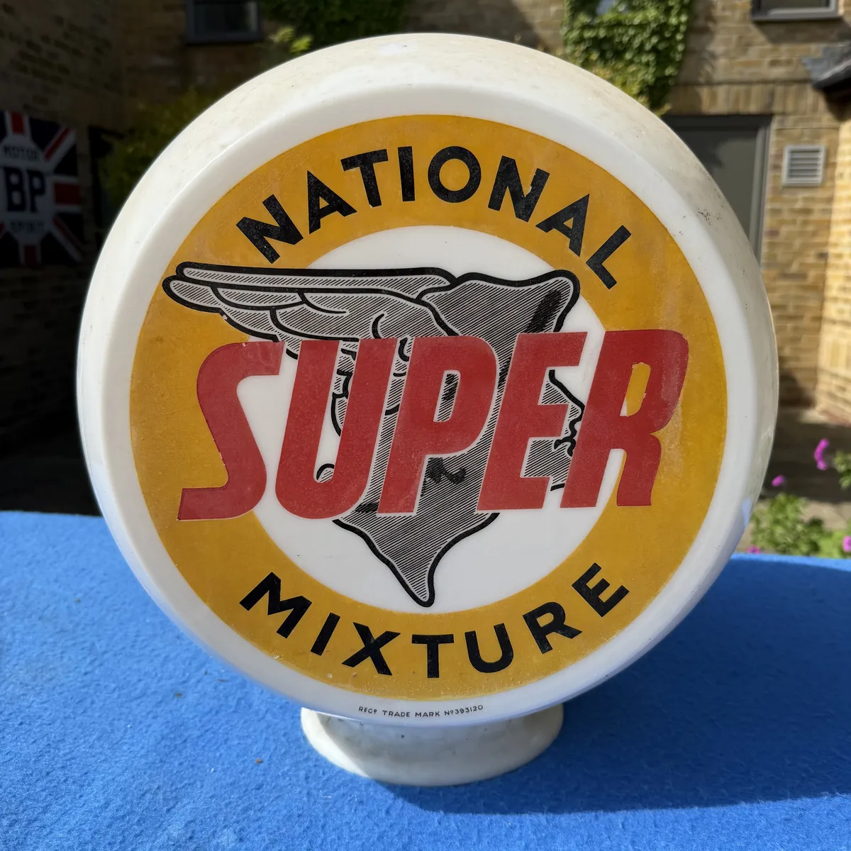 National Super Mixture petrol pump globe